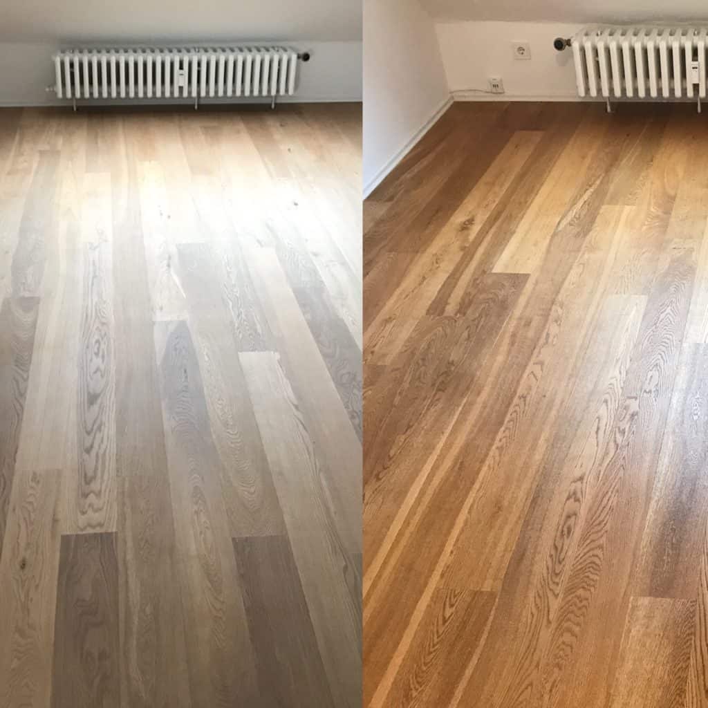 Parkettboden vor und nach der Parkettreinigung